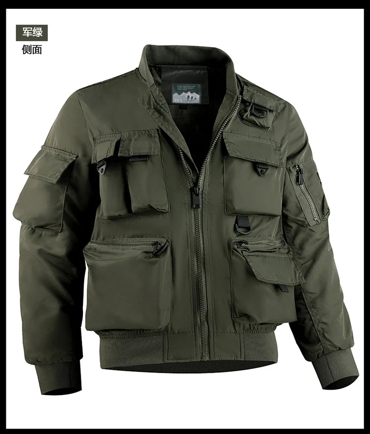Tactical Jacket Men Autumn and Winter Casual Versatile Trend Outdoor Safari Style Cargo Coat Windproof Campus Clothing