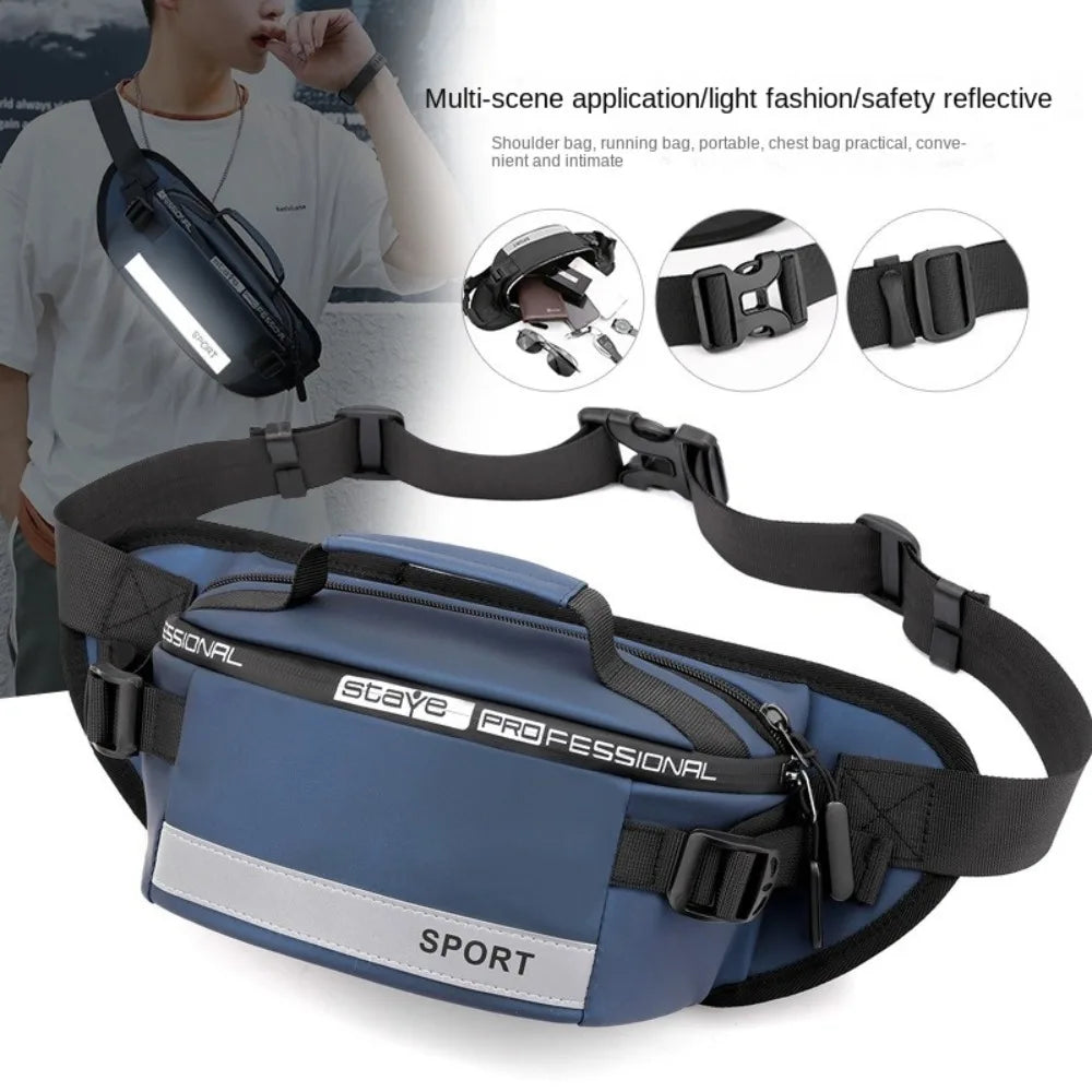 Gym Bag Nylon Men Chest Bag Multi-function Large Capacity Fanny Pack Belt Bag Wear-resistant Sports Phone Bag Women