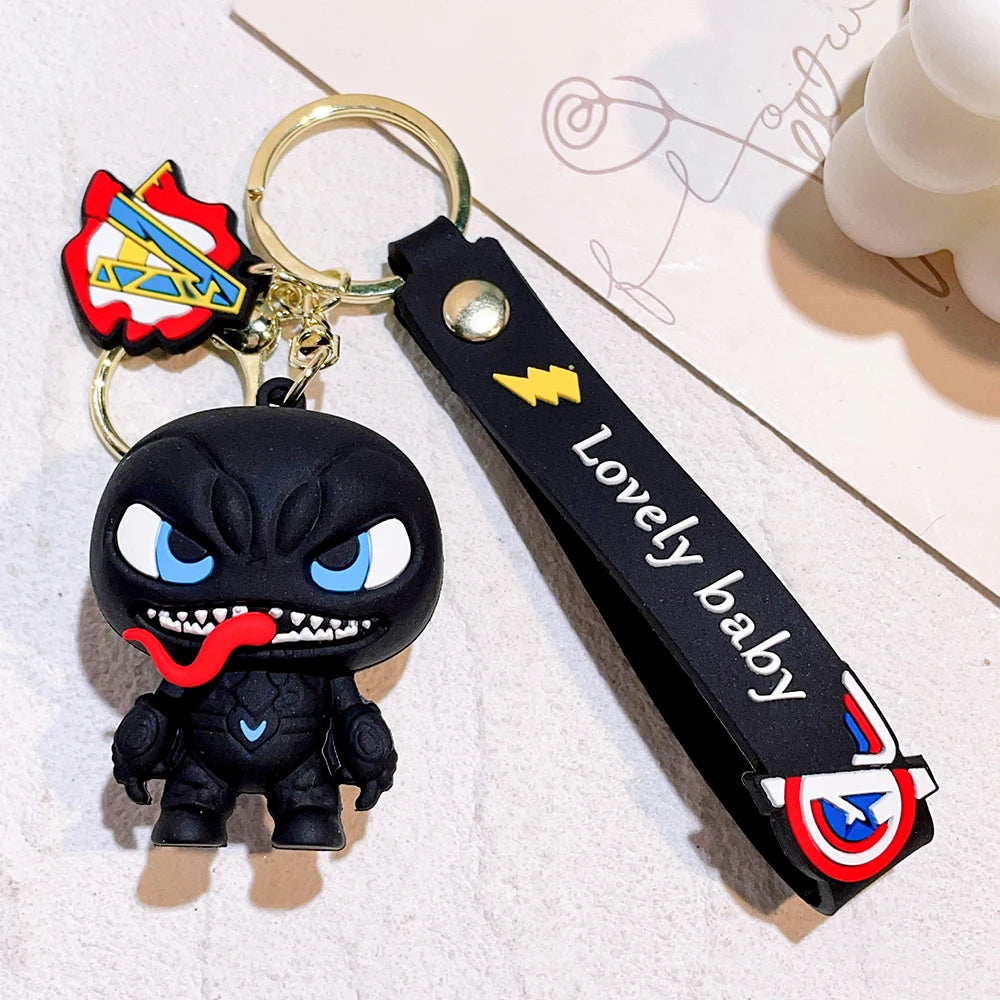 Q Version of The Marvel Series Keychain Cartoon Creative Spider-Man Doll Key Ring Schoolbag Car Key Chain Pendant Student Gifts