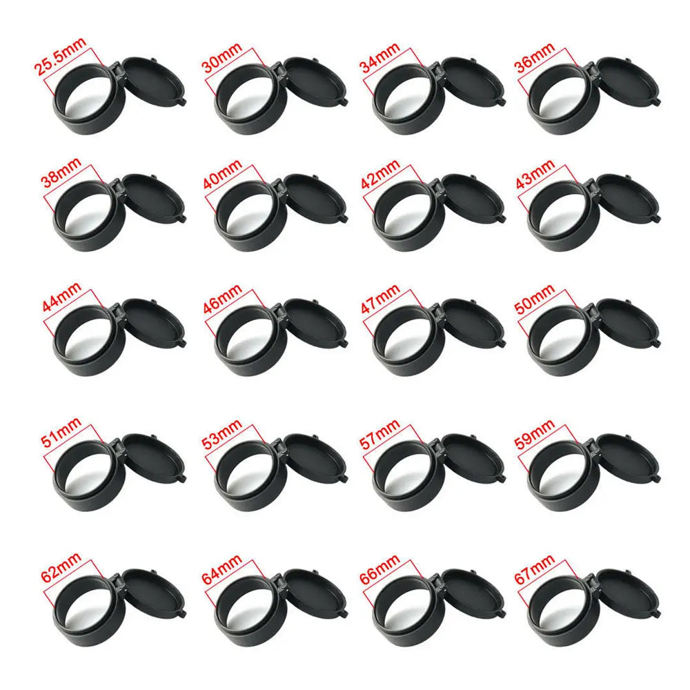 Rifle Scope Lens Cover Spring Up Quick Flip Openning Lens Dustproof Cover Protection Cap for 25-69mm Caliber Hunting Riflescopes