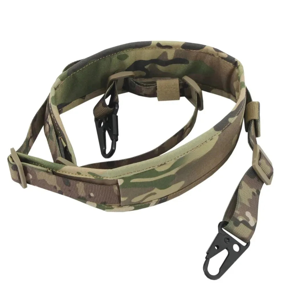 Tactical RSA Mount Padded Rifle Sling Strap Modular 1 and 2 Point 2.25 inch Wide With HK Clip Belt MAGPUL Shooting Gun Hunting