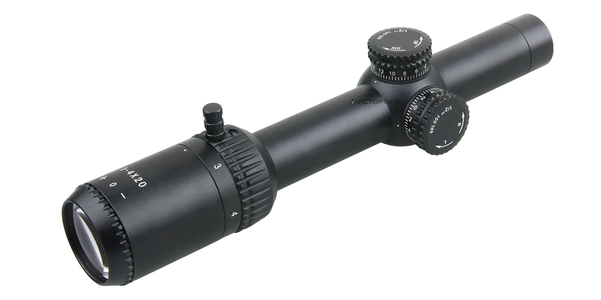 VictOptics X4 1-4x20 Hunting riflescope Telescopic Optic Sight Shooting Scope Airsoft Air Rifle Rimfire .22LR .177HMR .223 5.56