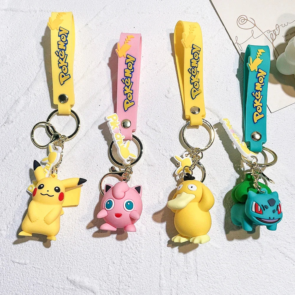 Original Pikachu figurine fashionable cartoon keychain Pokémon anime decorative model toy car decoration children's