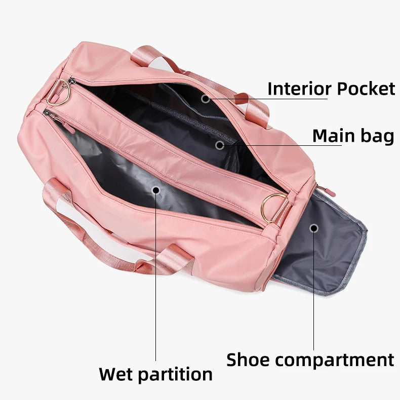 Gym Bag Men Women Training Fitness Swim Travel Luggage Handbag Yoga Shoulder Pack Shoes Storage Waterproof Dry Wet Separation