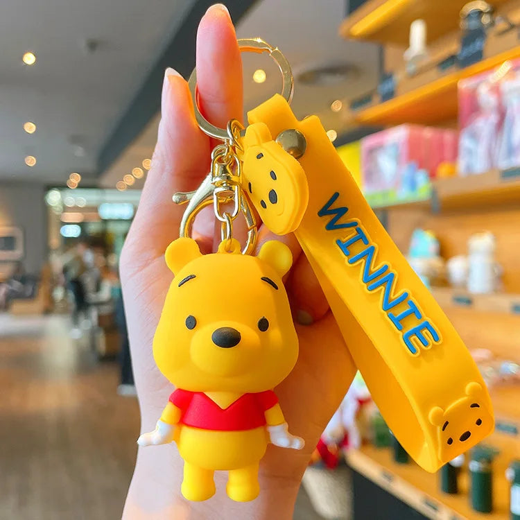 New Cartoon Anime Disney Keychain Mickey Mouse Minnie Lilo & Stitch Doll Keyring Ornament Key Chain Car Pendant Kids Toys Gift