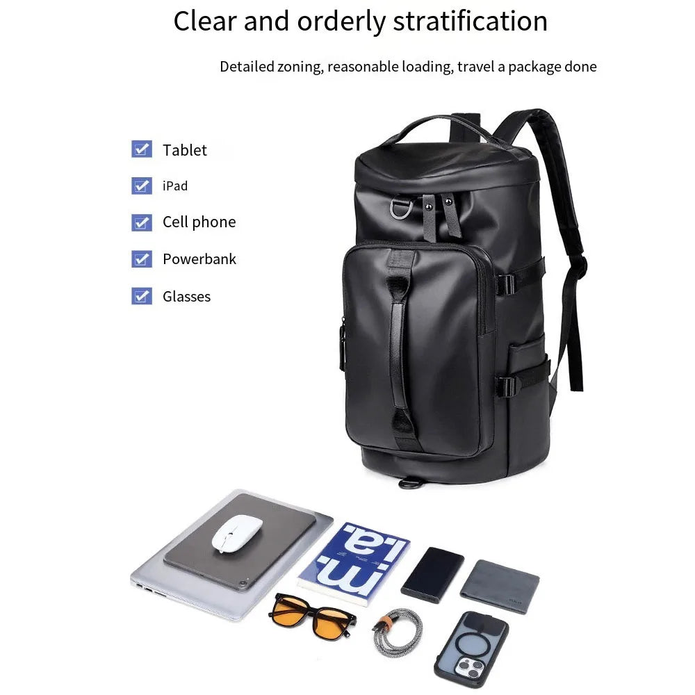 Sports Backpack, Large-Capacity Cylindrical Gym Bag, Unisex Training Bag, Dry and Wet Separation Handbag, Multi-Purpose Water-Repellent Travel Bag, Single Shoulder Crossbody Bag