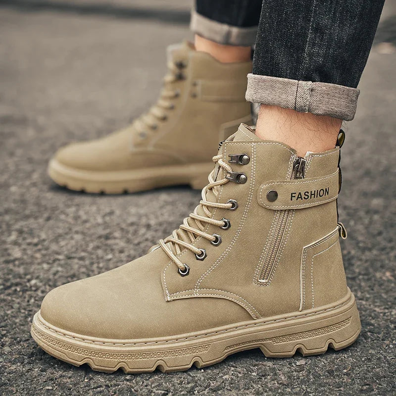 High-top boots, British style, casual and versatile, men's shoes for workwear
