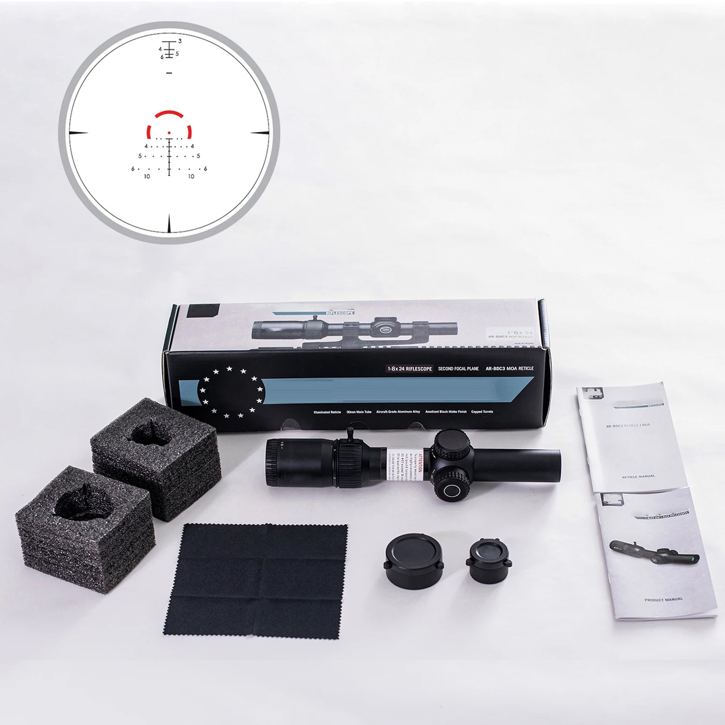 Tactical S6 1-6x24 SFP Riflescope Lock Reset Hunting With Red&Green Illumination Wide Field of View Design For AR 15 .223 5.56