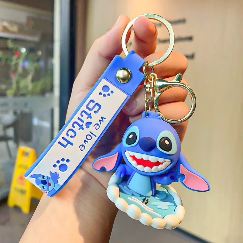 New Cartoon Anime Disney Keychain Mickey Mouse Minnie Lilo & Stitch Keyring Key Chain Car Pendant Kids Toys Gift Wholesale