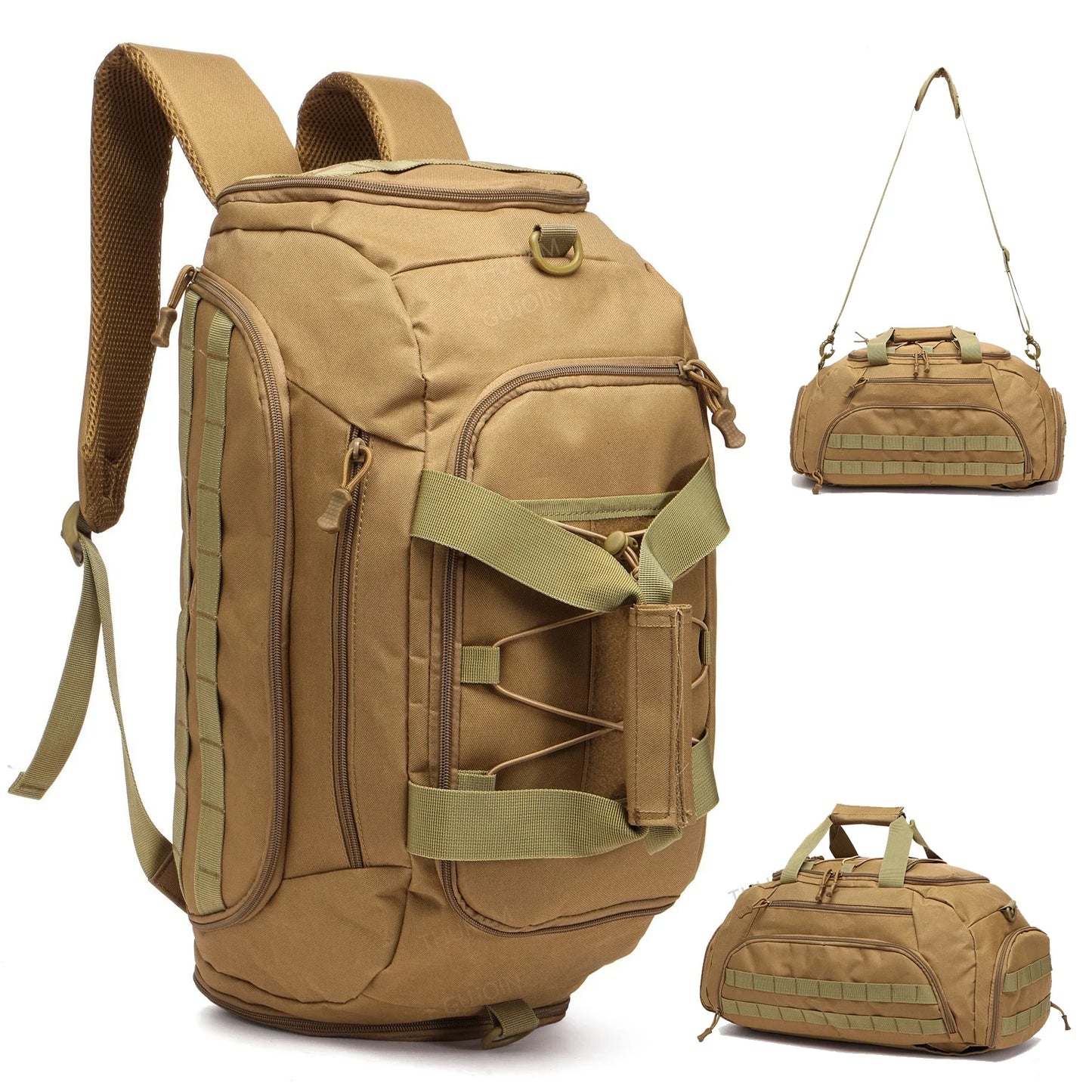 Gym Backpack with Shoe Compartment Convertible Duffel Sling Bag for Men Women Weekender Overnight Bag 3-in-1 Tactical Travel Bag