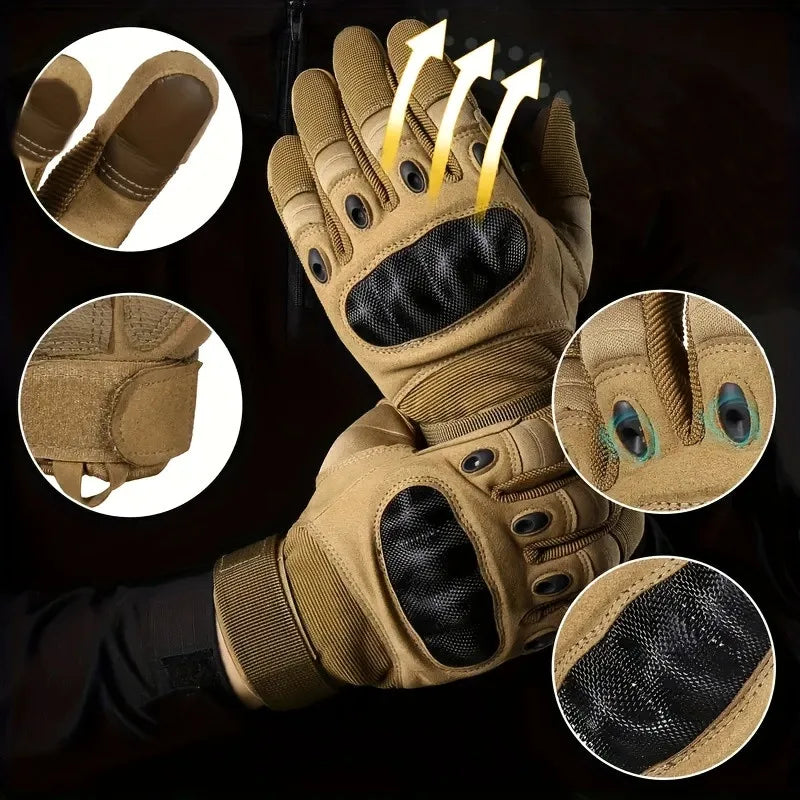 Tactical Gloves Men Full Finger Gloves Touchscreen and Palm Anti-Slip, Durable Gloves Ideal for Outdoor Training Hunting Hiking