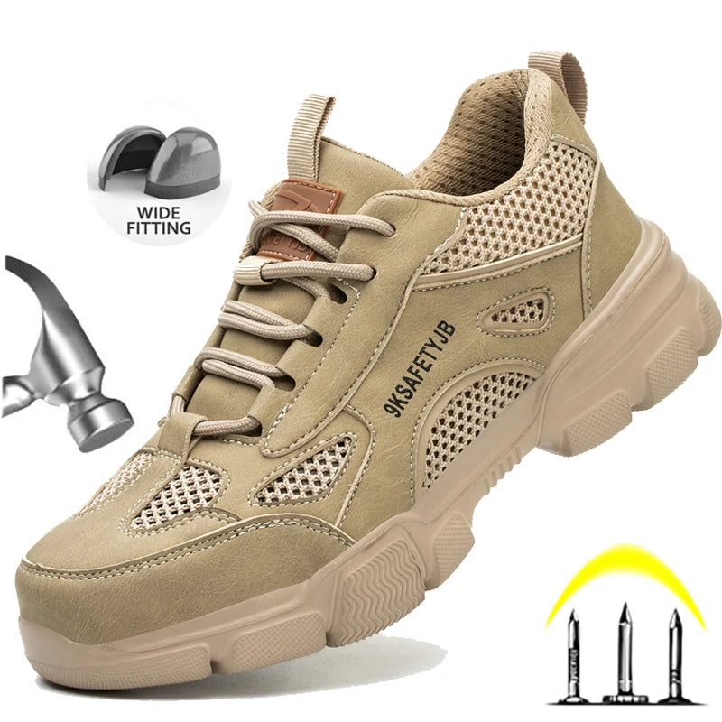 Safety Shoes Men for Work Sneaker Anti-smash Non Slip Work Shoes Steel Toe Protection Shoes Lightweight Breathable Work Boots