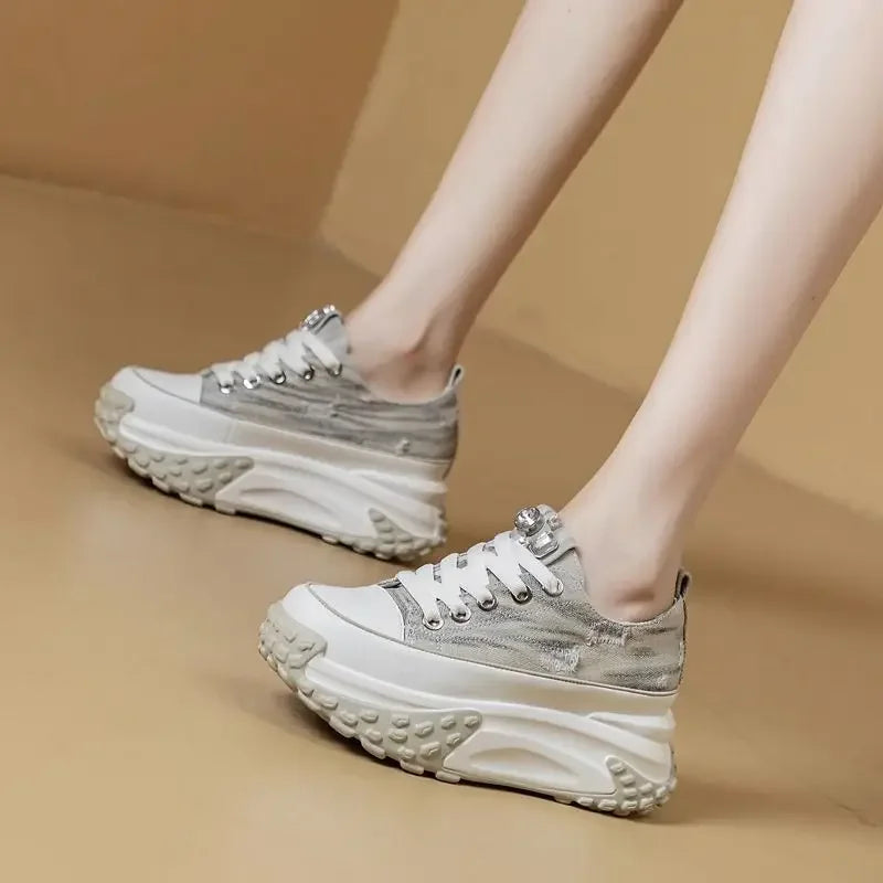 Women's Shoes High on Platform Retro Ladies Footwear Y2k Fashion Casual Light Cheap Offer Daily Routine 39 Vulcanized Shoe Deals