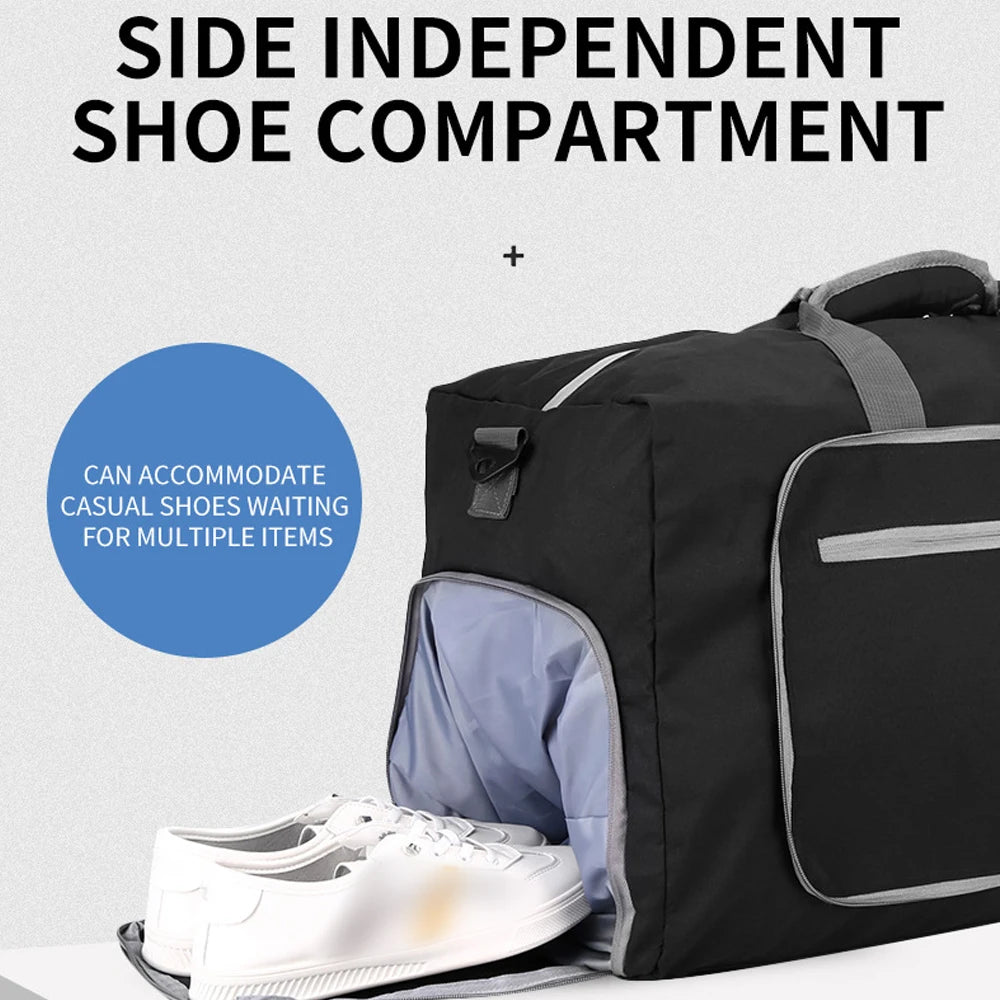 Gym Bag with Shoe Compartment Carry On Luggage Travel Bag Sports Bag Duffle Bag for Men and Women Foldable and Expandable