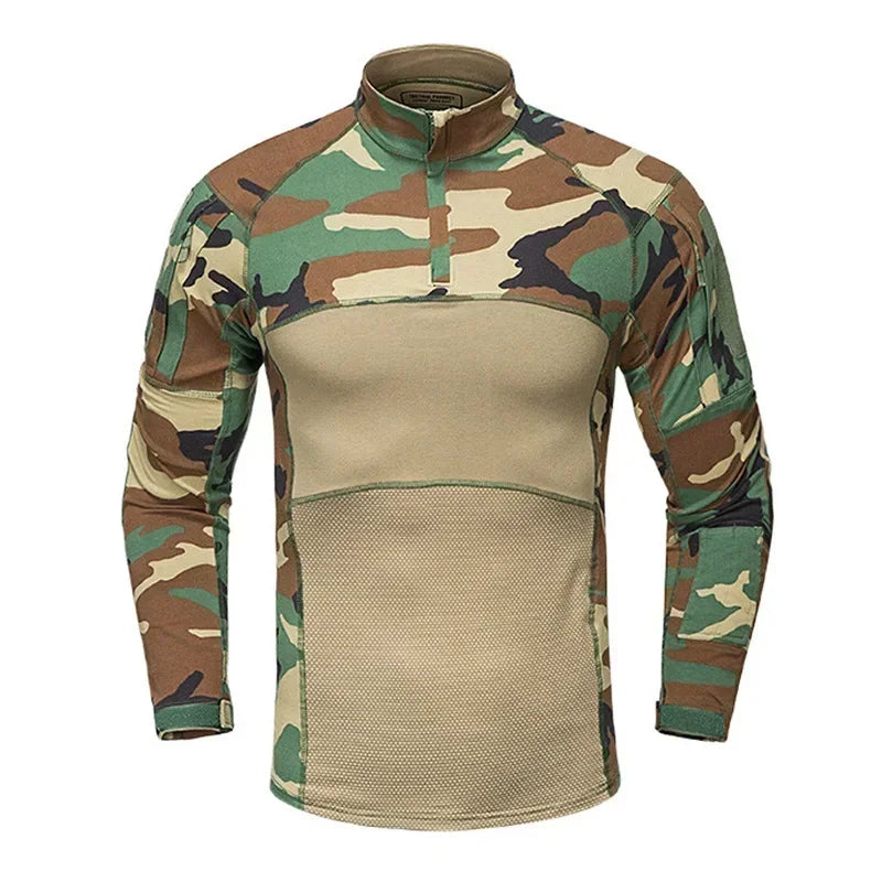 Military Tactical Shirt Men Camouflage Paintball Long Sleeve T Shirt Multicam Cotton Combat Shirts Camo Army T-Shirt