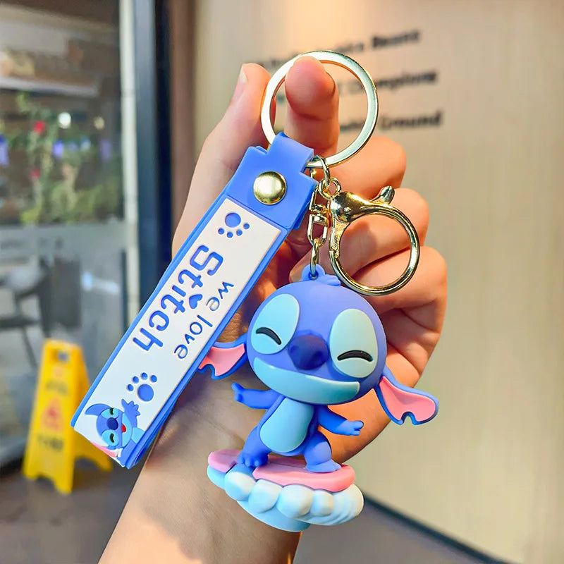New Cartoon Anime Disney Keychain Mickey Mouse Minnie Lilo & Stitch Keyring Key Chain Car Pendant Kids Toys Gift Wholesale