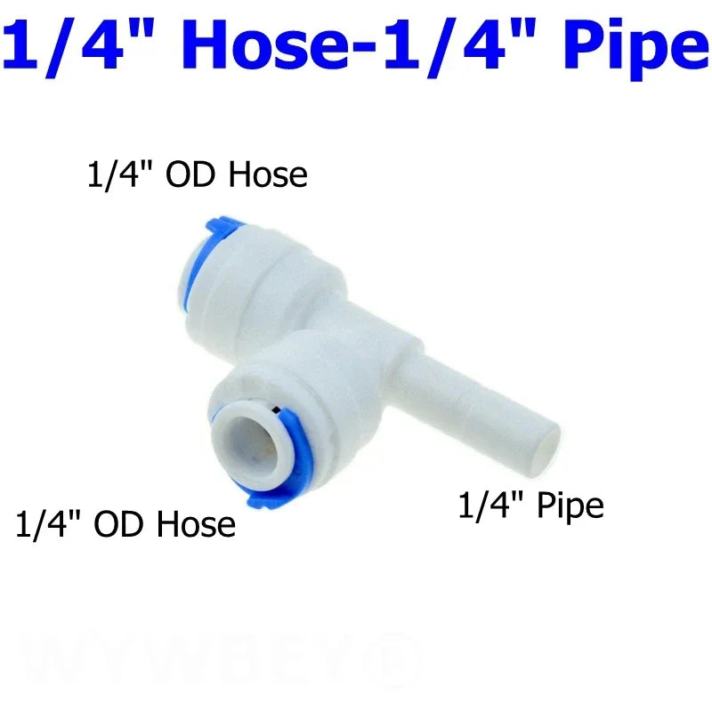 Reverse Osmosis 1/4 3/8 Hose Connection Quick Coupling 1/4 3/8 Stem L Straight Tee RO Water Aquarium Plastic Joint Pipe Fitting