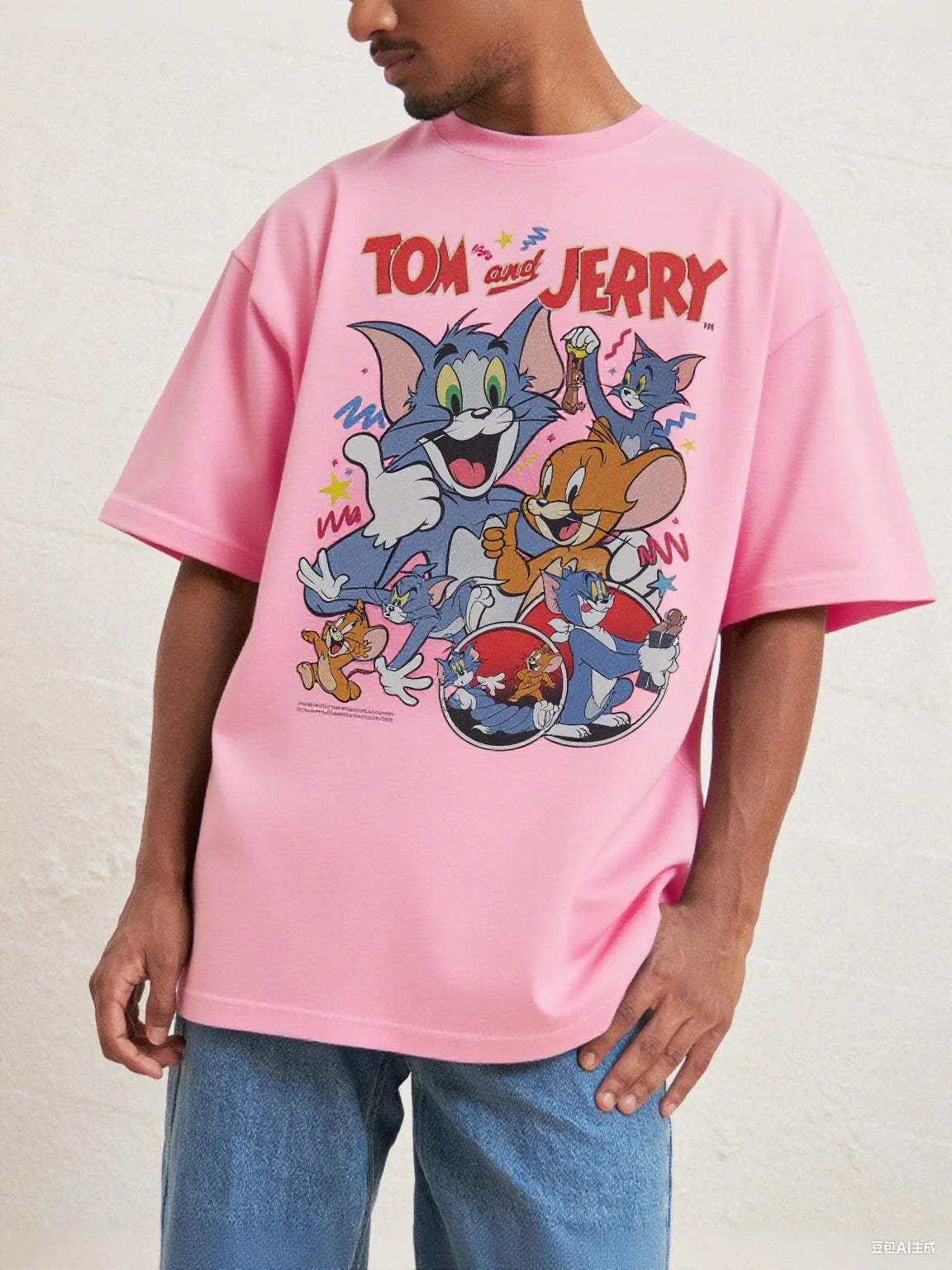 Tom and Jerry Cotton Tee Fun Retro Group Print of Tom Jerry and Friends 100% Pure Cotton for A Nostalgic Look Arrival Tee S-4XL