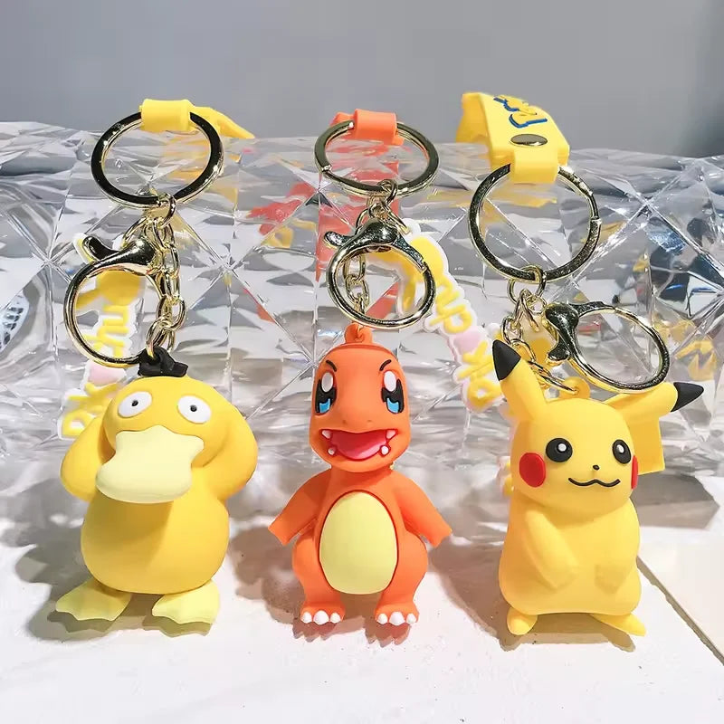 Original Pikachu figurine fashionable cartoon keychain Pokémon anime decorative model toy car decoration children's