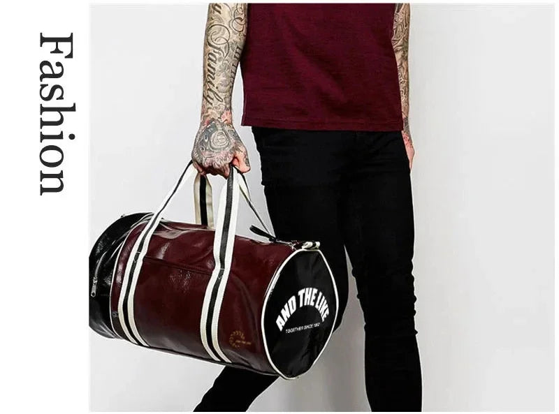 Gym Bag Men and Women Shoulder Bag Messenger Portable Training Basketball Bag Cylinder Travel Bags Sports Leather Handbag Tennis