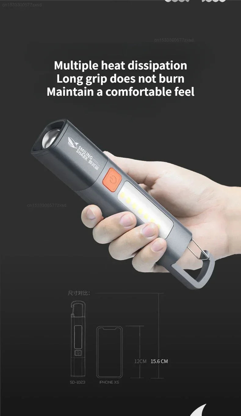 Xiaomi Strong Lighting ABS Flashlamp Charging Portable Outdoor Mini Flashlight Camping Hanging Telescopic Focus COB Side Lamp