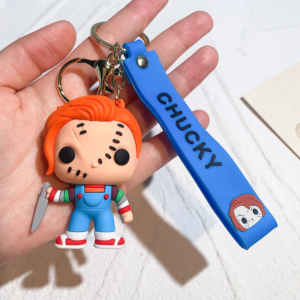 Horror Series Movie Keychain A Nightmare on Elm Street Freddie Kruger Anime Joker Doll Keyring Bag Pendent Key Chain for Friends