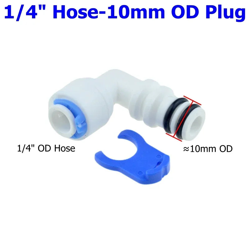 Reverse Osmosis 1/4 3/8 Hose Connection Quick Coupling 1/4 3/8 Stem L Straight Tee RO Water Aquarium Plastic Joint Pipe Fitting