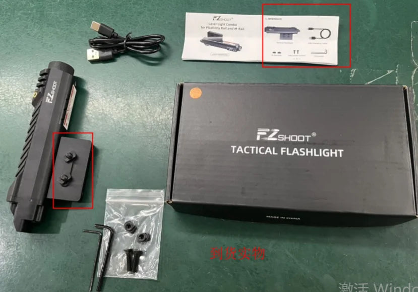 Tactical Flashlight 2400 Lumens Rifle Laser Light Rechargeable Picatinny and M-Rail Red Light Laser Beam Strobe Mode