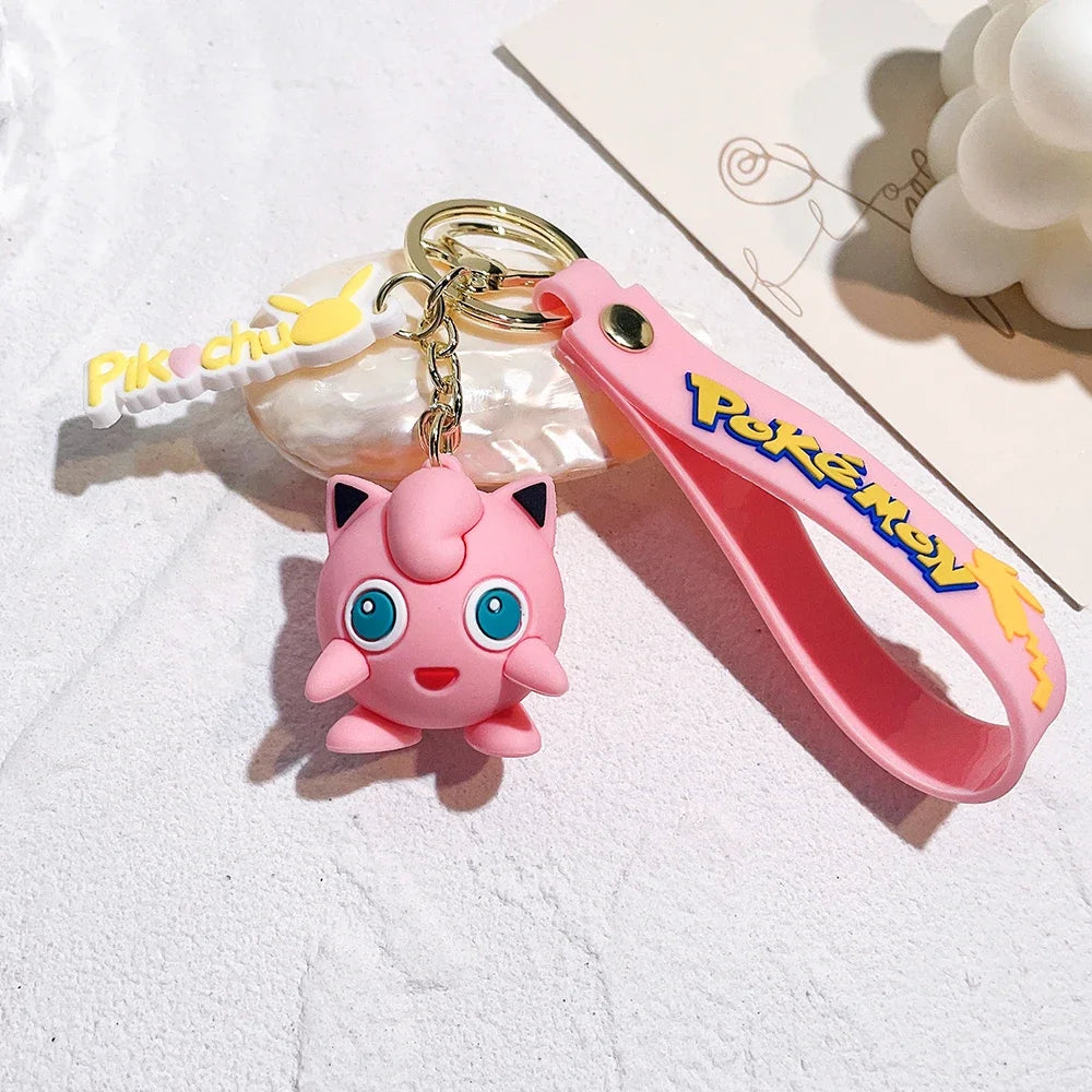 Original Pikachu figurine fashionable cartoon keychain Pokémon anime decorative model toy car decoration children's