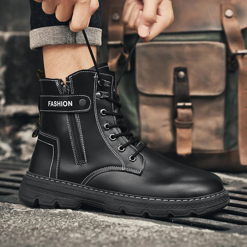 High-top boots, British style, casual and versatile, men's shoes for workwear