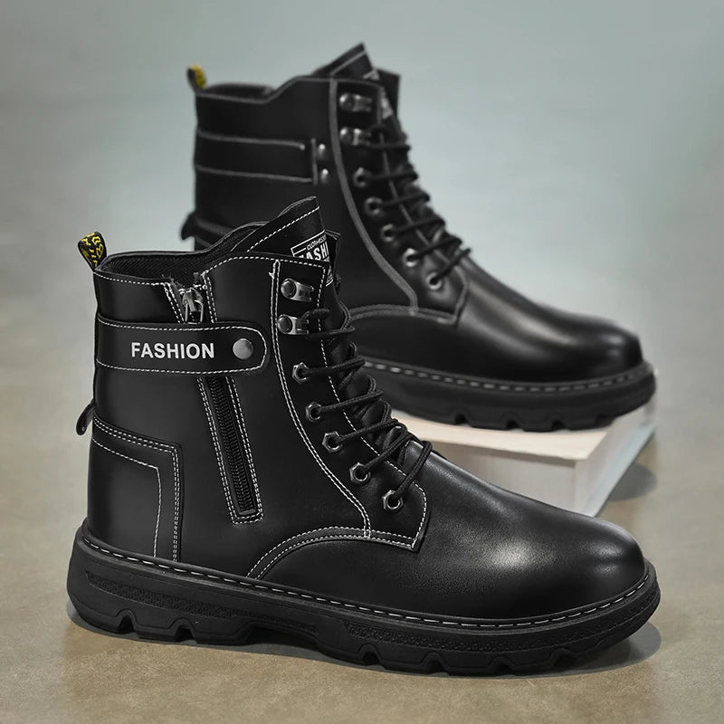 High-top boots, British style, casual and versatile, men's shoes for workwear
