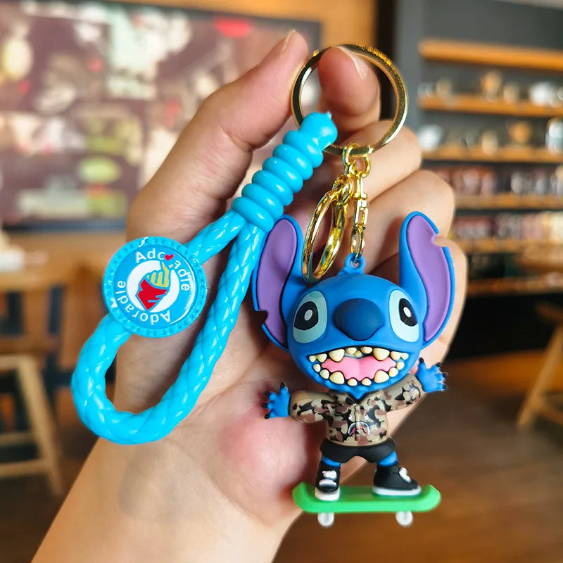 New Cartoon Anime Disney Keychain Mickey Mouse Minnie Lilo & Stitch Keyring Key Chain Car Pendant Kids Toys Gift Wholesale