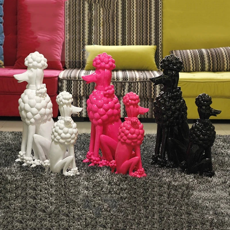Poodle Dog Sculpture, Animal Dog Statues, Nordic Room Decoration, Creative Artwork Ornaments, Home Crafts Floor Decor,Customized