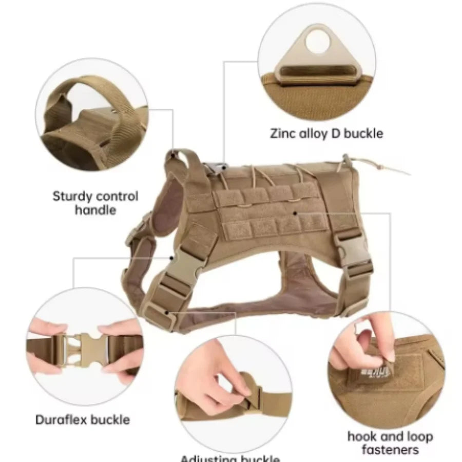Tactical Dog Harness Military Training Padded Quick Release Vest Pet Training Dog Harness For Set Small Medium Large Dogs