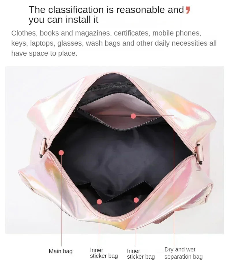 Women's gym travel bag large capacity handbag shoulder bag dry and wet separation sports fitness bag leisure luggage bag