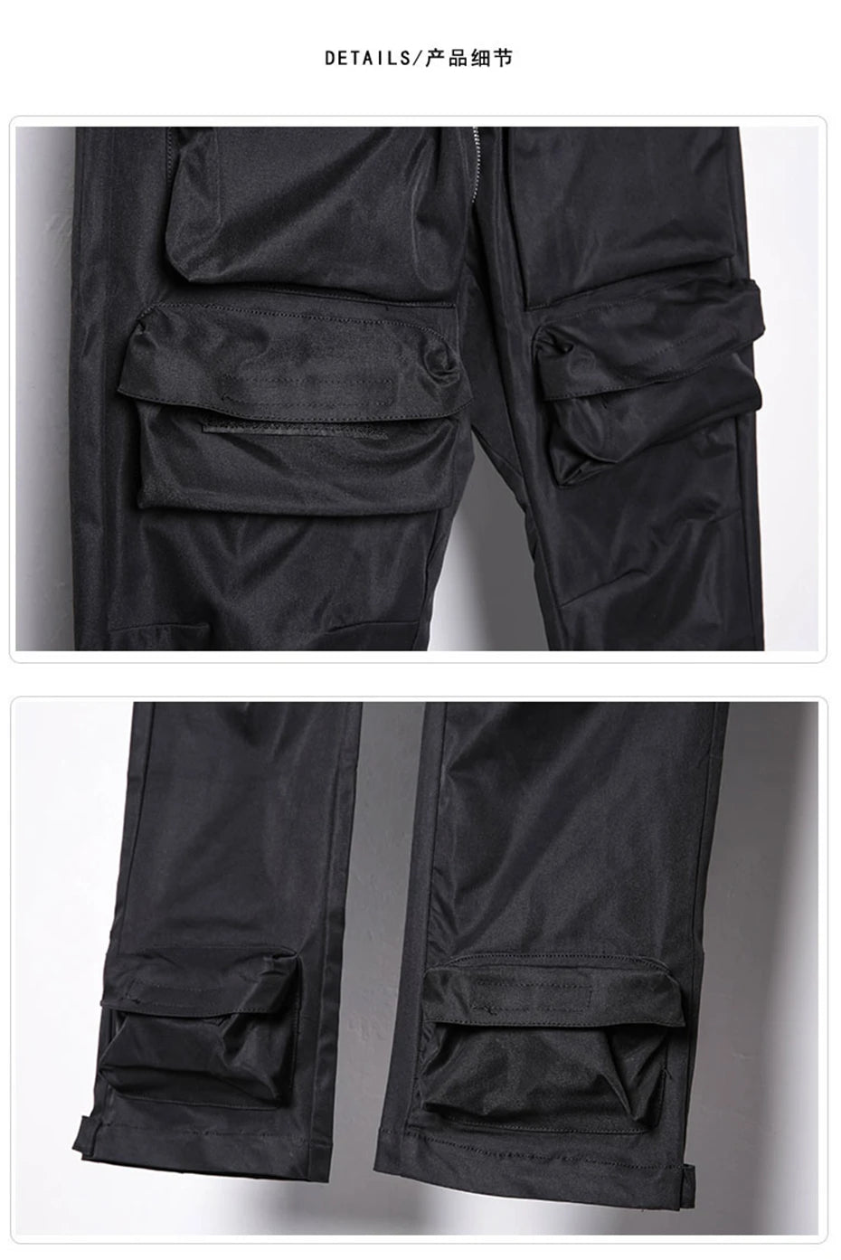 Tactical Cargo Pants Men Streetwear Hip Hop Multiple Pockets Paratrooper Trousers Functional Elastic Waist Casual Pant Techwear