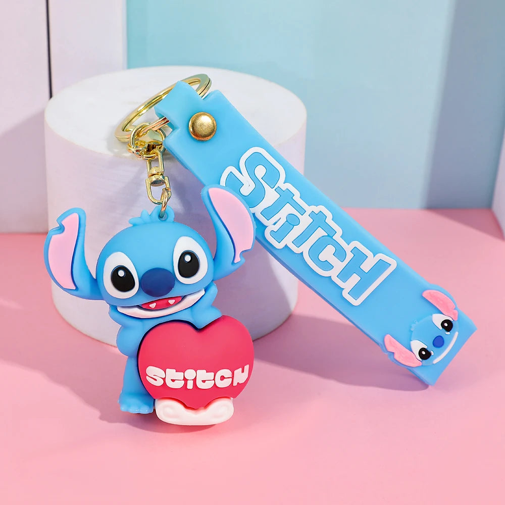 Stitch Keychain, Cute Stitch PVC Doll Key Chain with Chain Ring for Anime Lovers Kawaii Cartoon Bag Car Keys Accessories Gift