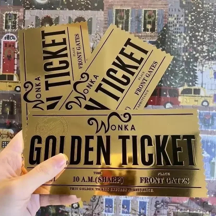 Wonka Charlie Chocolate Golden Ticket Anime Gold Voucher Brooch Pin Badges Metal Pins Bookmark Collection Valentine's Day Gift