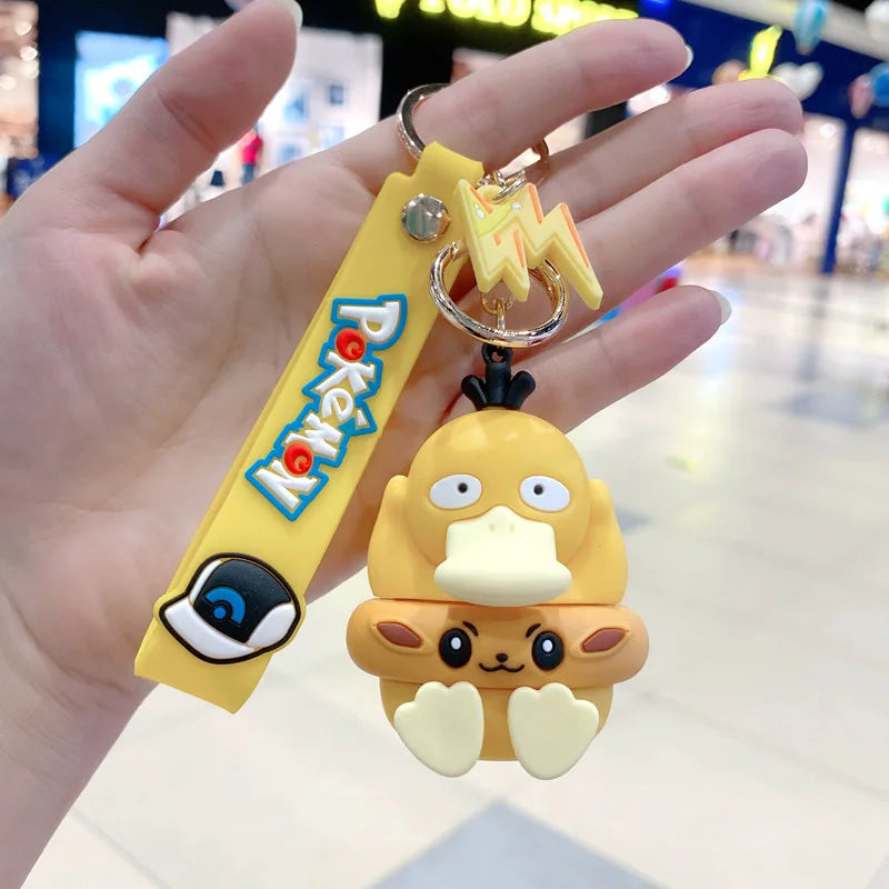 New Pokemon Pikachu Keychain Anime Cartoon Key Chain Charmander Psyduck Fashion Bag Keyring Pendant Accessories Toys Kids Gifts
