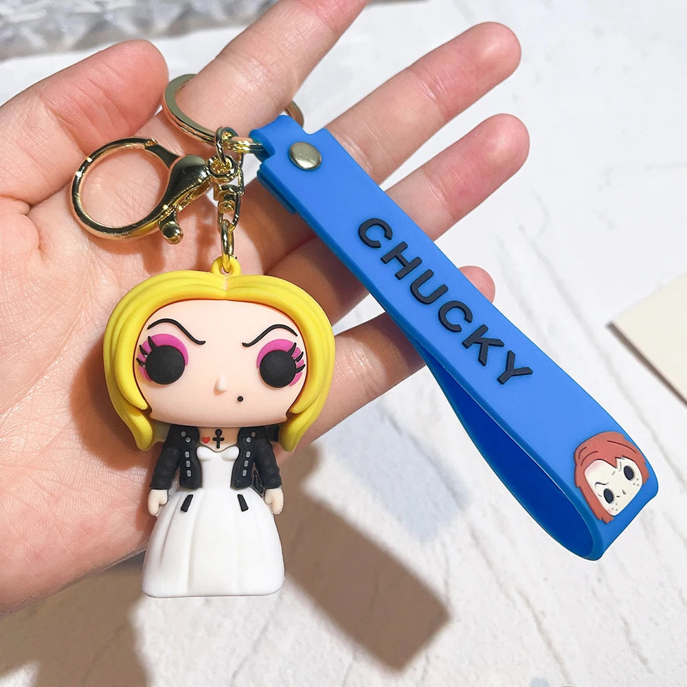 Horror Series Movie Keychain A Nightmare on Elm Street Freddie Kruger Anime Joker Doll Keyring Bag Pendent Key Chain for Friends