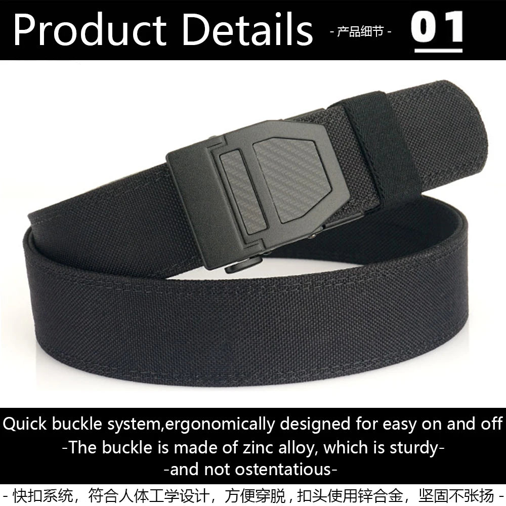 TUSHI Tactical Military Belt for Men Sturdy Nylon Metal Automatic Buckle Police Duty Gun Belt Outdoor Girdle IPSC Accessories