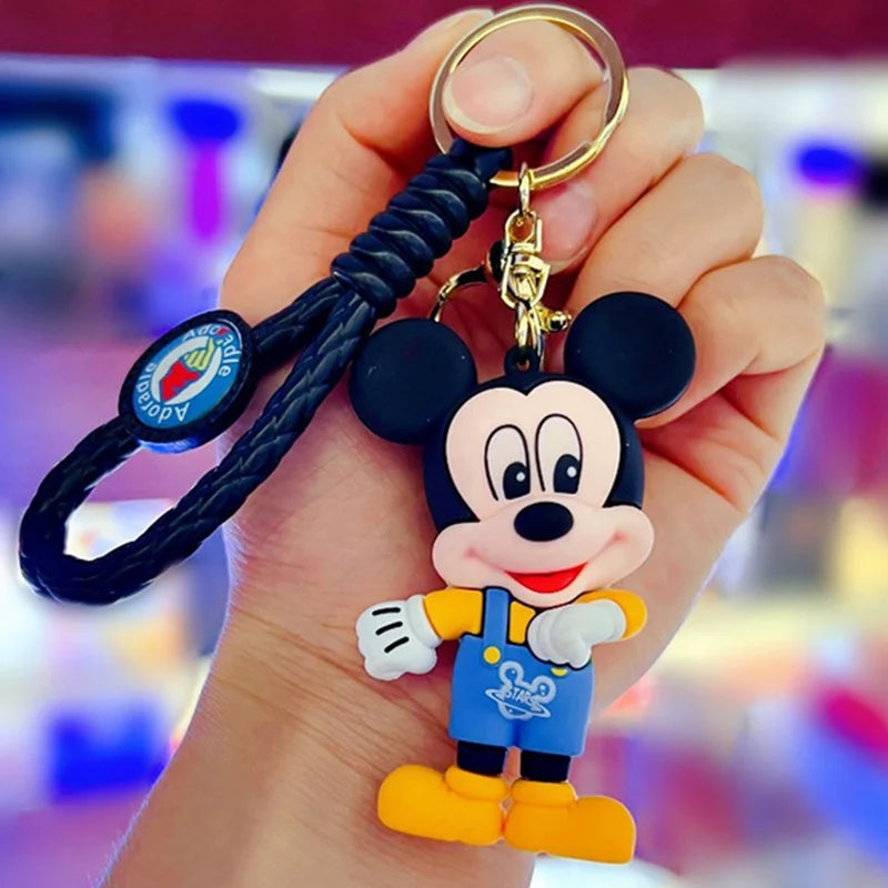 New Cartoon Anime Disney Keychain Mickey Mouse Minnie Lilo & Stitch Doll Keyring Ornament Key Chain Car Pendant Kids Toys Gift