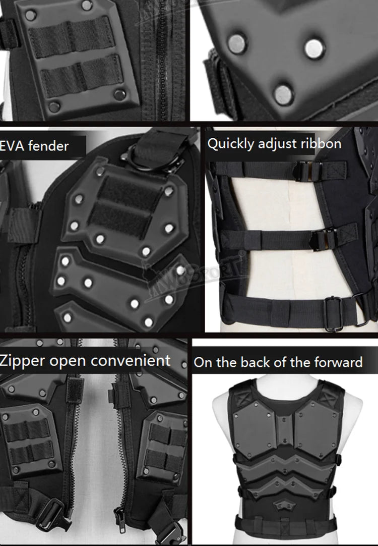 Tactical Gold Steel Vest Military Combat Vest Men's Tactical Hunting Vest Army Adjustable Armor Outdoor CS Training Vest Airsoft