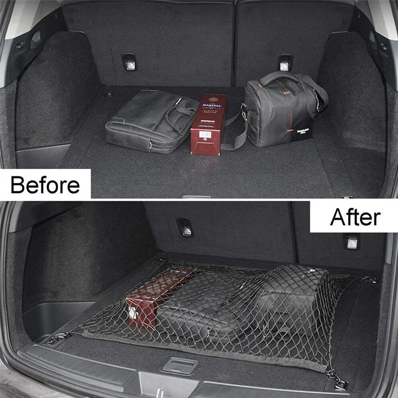 Universal Large Car Cargo Net Nylon Elastic Mesh Luggage Cargo Storage Pickup Tidy Net for Van SUV Truck Mesh Network Pocket