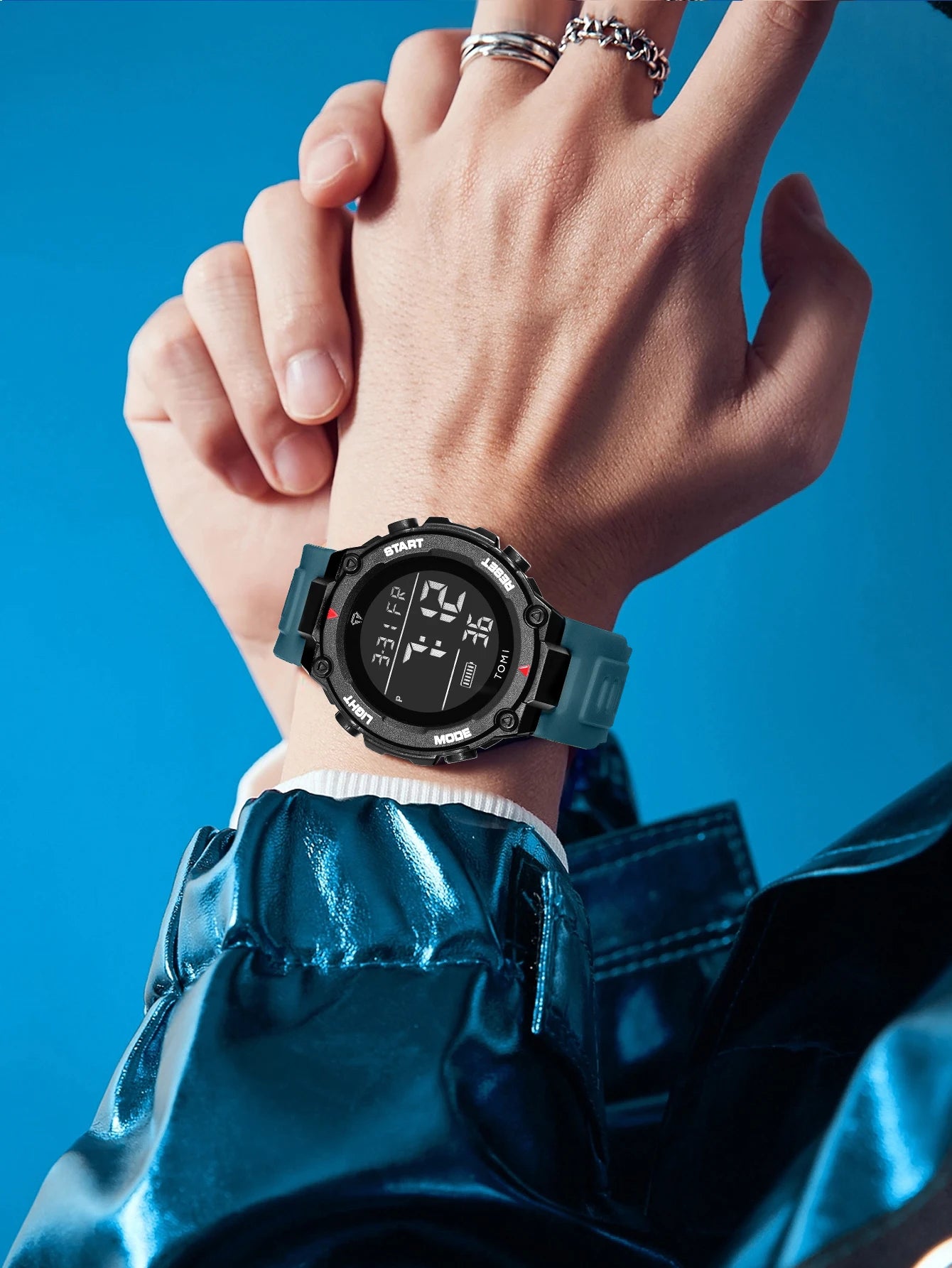 TOMI Tactical Digital Watch Military Green Black 4-Button Sport Modes Shockproof Waterproof Outdoor Hiking