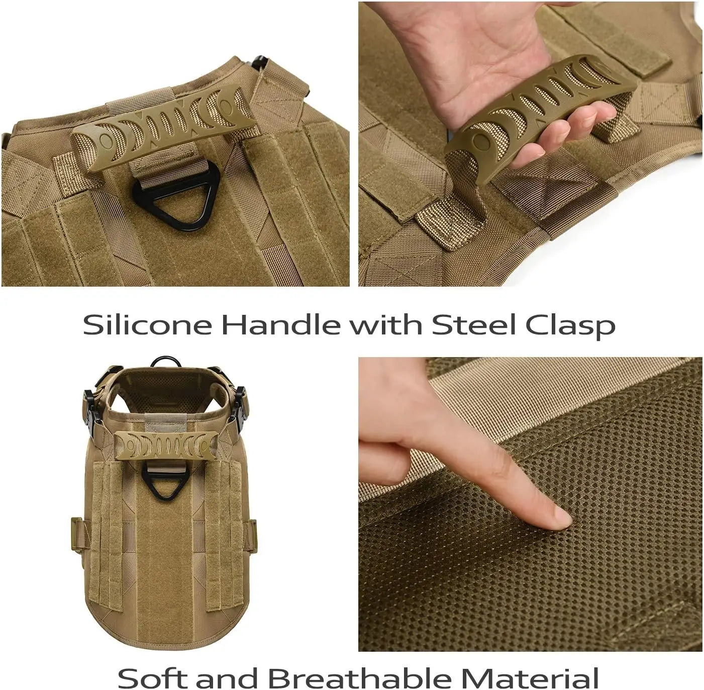 Tactical Dog Harness for Large, Heavy Duty Pet with Handle, Service Vest, Adjustable Military Dog Vest for Training Walking
