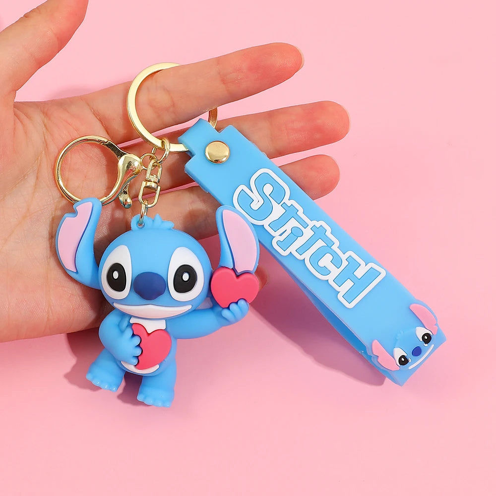 Stitch Keychain, Cute Stitch PVC Doll Key Chain with Chain Ring for Anime Lovers Kawaii Cartoon Bag Car Keys Accessories Gift