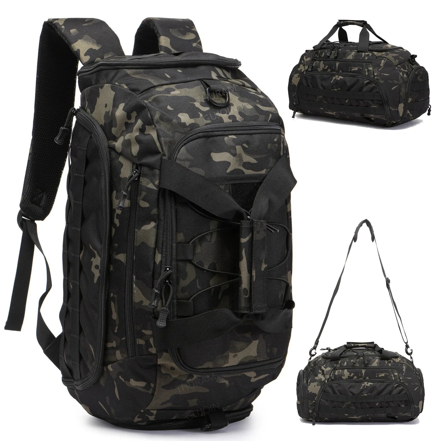 Gym Backpack with Shoe Compartment Convertible Duffel Sling Bag for Men Women Weekender Overnight Bag 3-in-1 Tactical Travel Bag