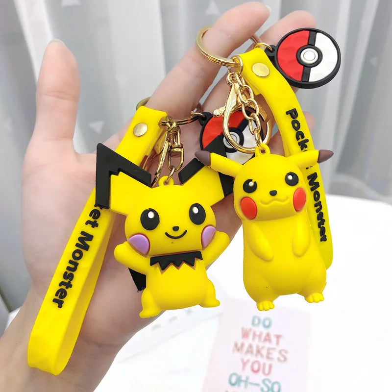 New Pokemon Pikachu Keychain Anime Cartoon Key Chain Charmander Psyduck Fashion Bag Keyring Pendant Accessories Toys Kids Gifts