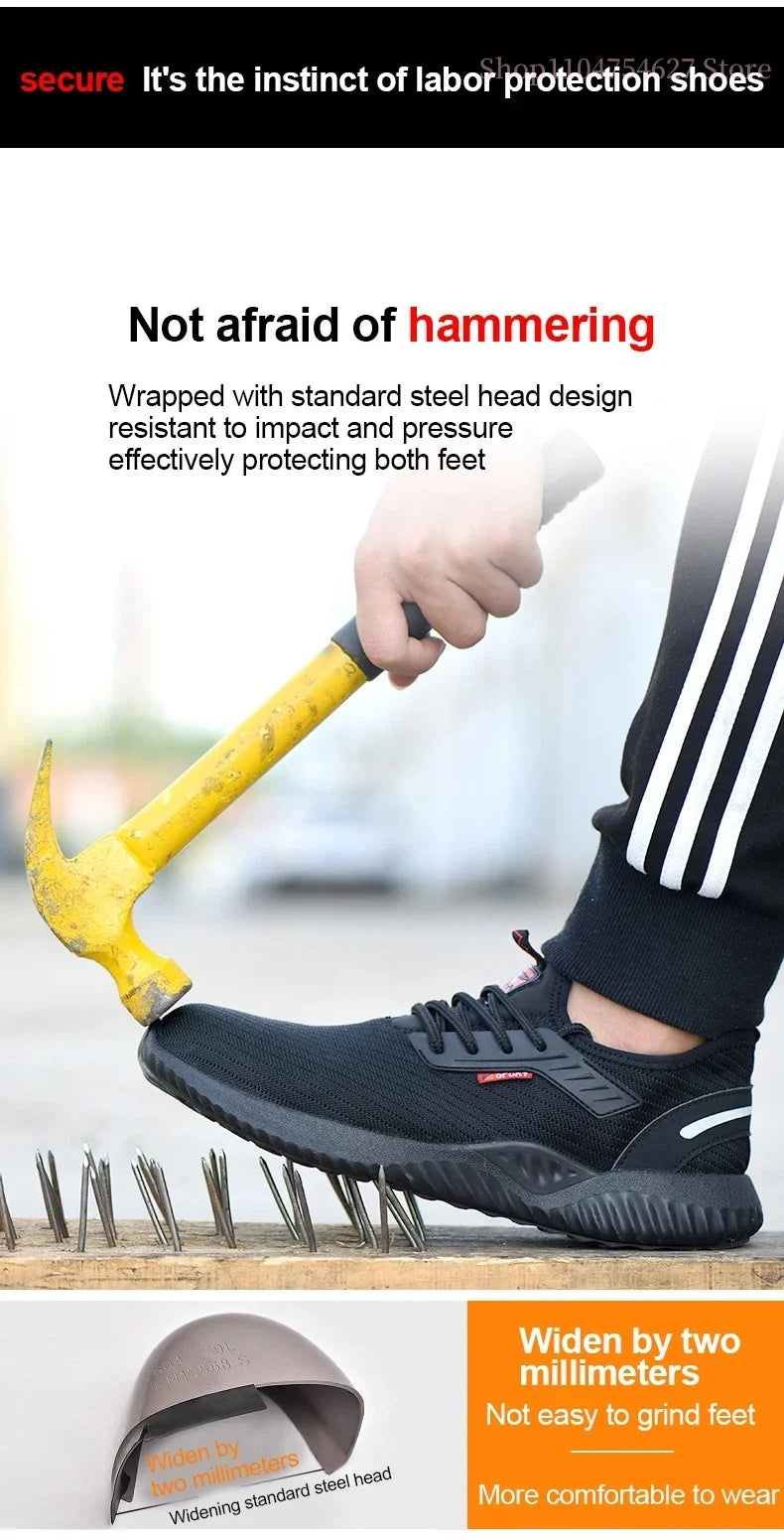 Work sports shoes Steel toe shoes Men's safety shoes Puncture-proof work shoes Boots Fashion durable shoes Safety protective sho